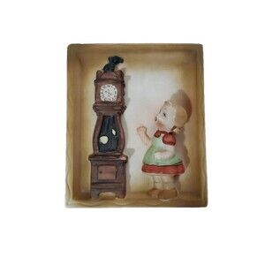 Hickory Dickory Dock Wall Art Plaque 5017 Japan  Vintage Nursery Girl Clock